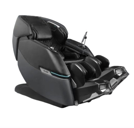 Osaki Trion Flex Duo 4D+3D Massage Chair in sleek black, showcasing its ergonomic design, full-body massage capabilities, and integrated walking technology for a dynamic and therapeutic experience.