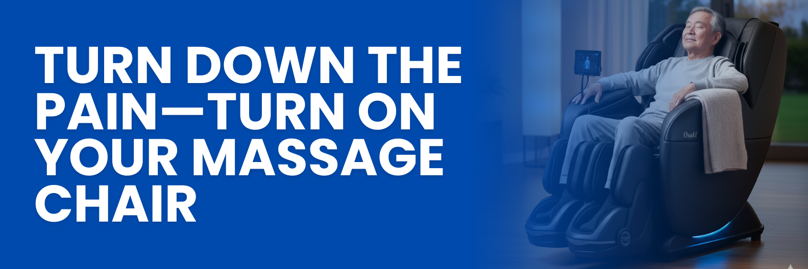 Modern massage chair in a home setting, symbolizing pain relief and relaxation.