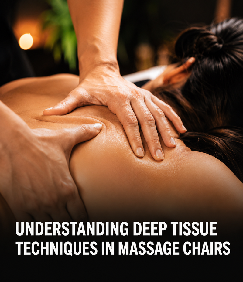 Advanced deep tissue massage chair using 4D massage techniques to relieve muscle pain, reduce stress, ease tension, and deliver therapeutic full-body massage therapy at home.