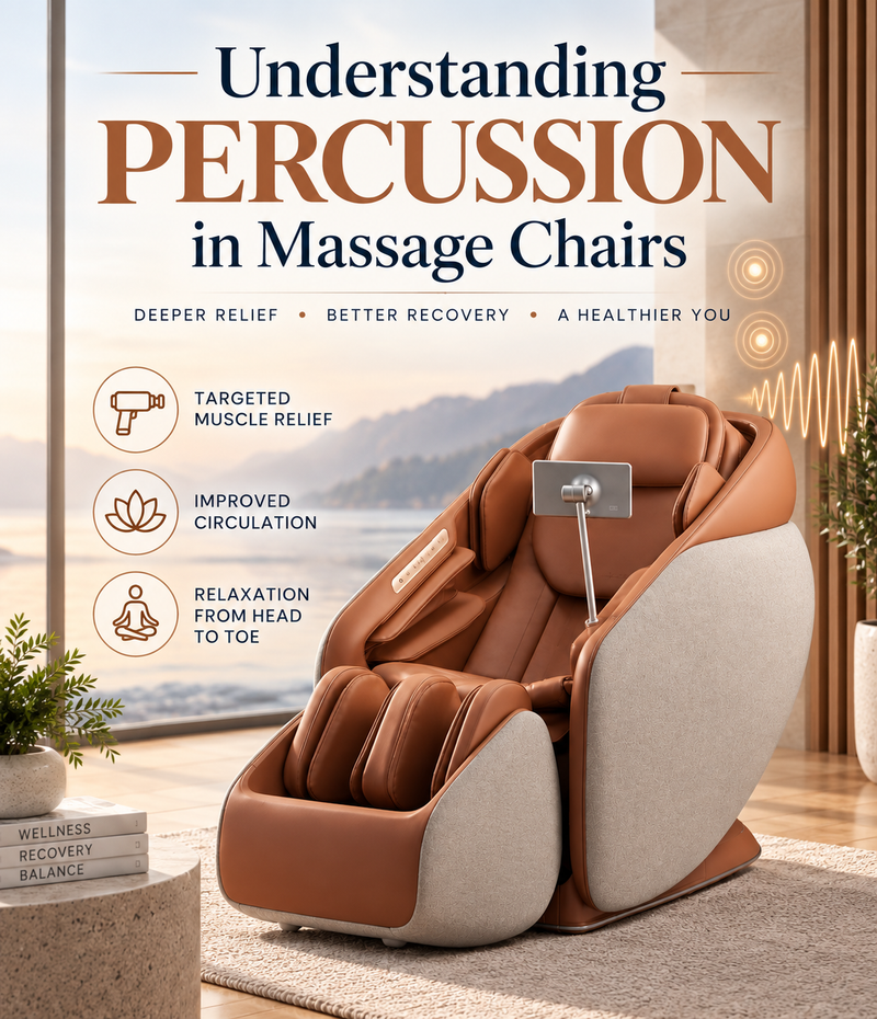 Percussion massage chair therapy for targeted muscle relief, improved circulation, and full-body relaxation.