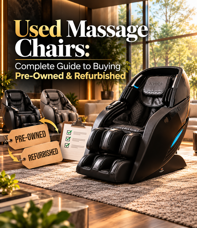 Shop smarter with our complete guide to used massage chairs, including what to look for when comparing pre-owned and refurbished models, warranties, condition, pricing, and overall value.