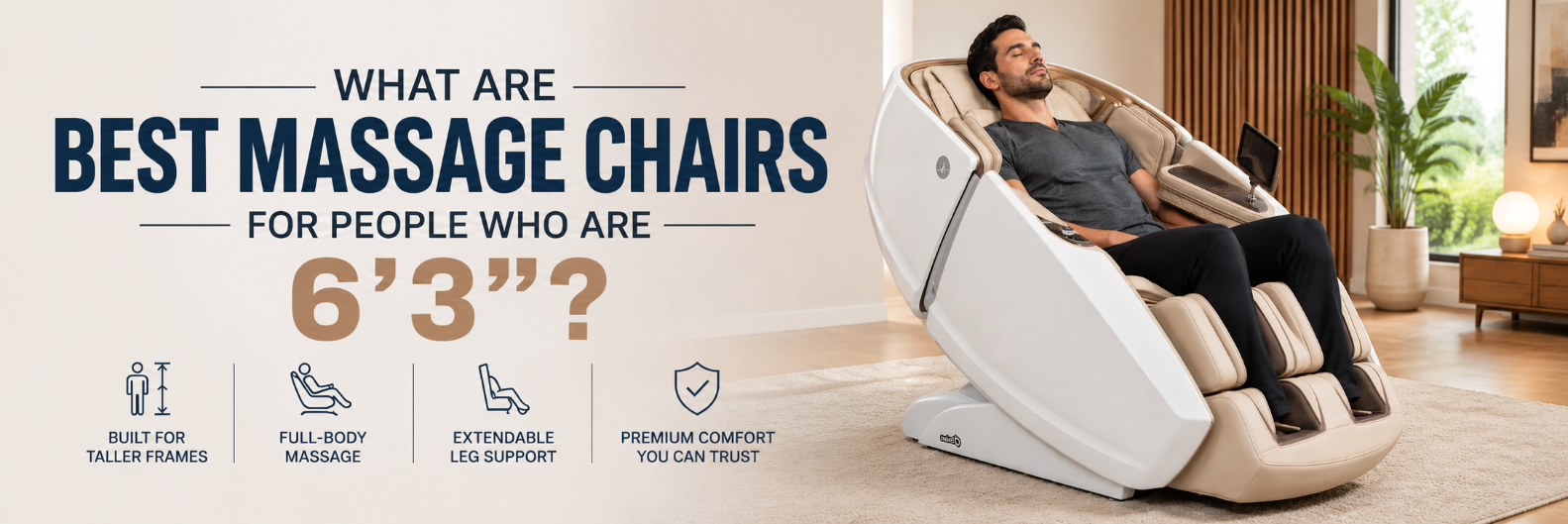 What are the best massage chairs for people who are 6'3"? A tall man relaxing in a premium full-body massage chair designed for taller users.
