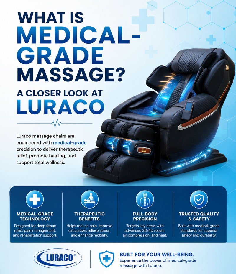 In this article we'll uncover what Medical-Grade Massage is and take a closer look at Luraco brand massage chairs.