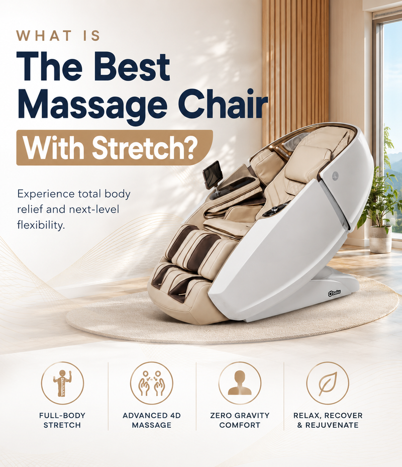 Premium cream massage chair with full-body stretch technology for the guide "What Is the Best Massage Chair With Stretch?