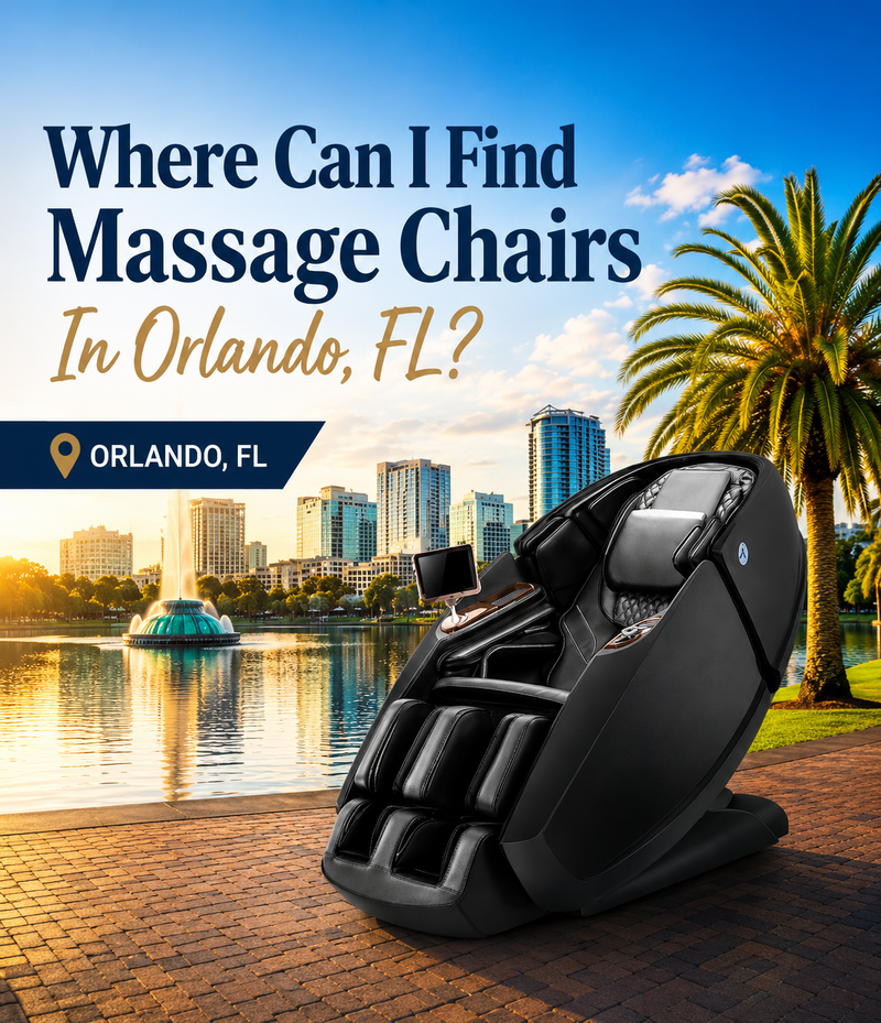 The Modern Back Orlando showroom featuring premium Daiwa luxury massage chairs available to test before you buy.