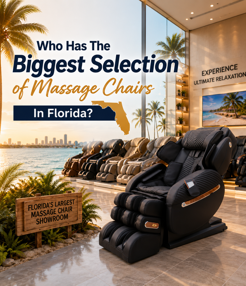 Who has the biggest selection of massage chairs in Florida? Explore The Modern Back's extensive showroom featuring premium massage chairs from leading brands.
