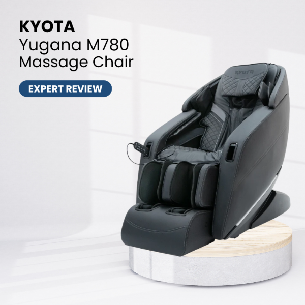 Kyota Yugana M780 massage chair on a white background representing a product review.