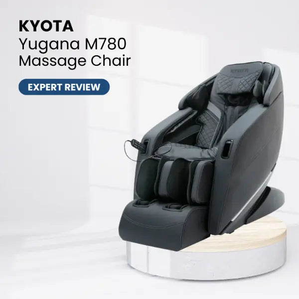 Kyota Yugana M780 massage chair on a white background representing a product review.