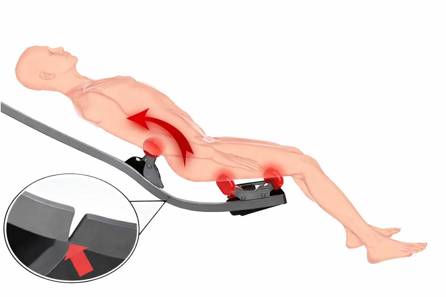 The split dual track system of the Luraco I9 Max SE combines a dedicated upper-body massage track with a separate lower-body track, allowing precise spinal coverage.