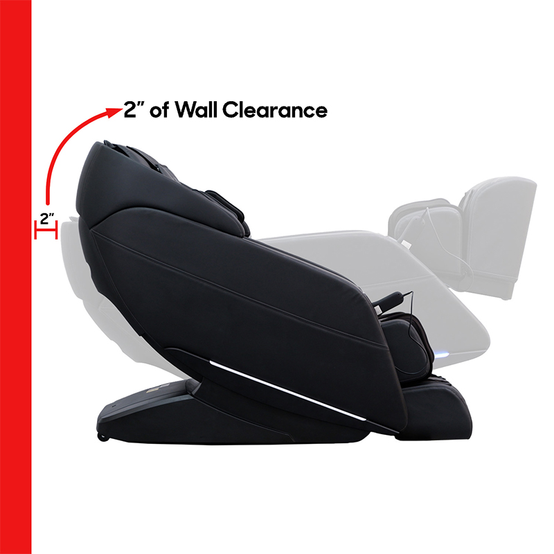 Kyota Yugana M780 4D Massage Chair in recline with minimal wall clearance demonstrating Zero Wall Fit technology.