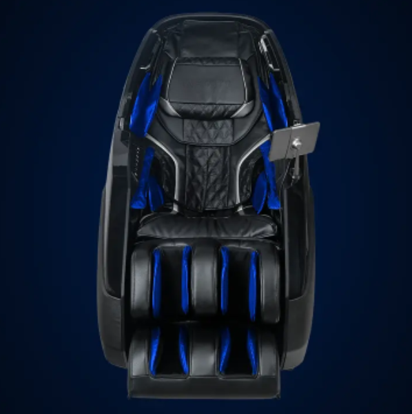 Close-up graphic of the Comprehensive Air Compression Therapy system on the Infinity Ultra Imperial Syner-D massage chair highlighting full-body airbag massage technology.