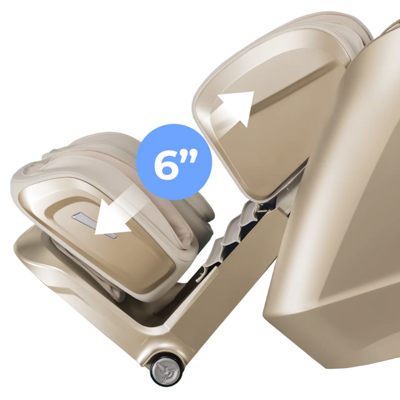 Osaki 4D Achilles massage chair with automatic extendable footrest that adjusts up to 6 inches for personalized comfort.