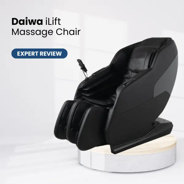 Daiwa iLift massage chair on a white background representing a product review.