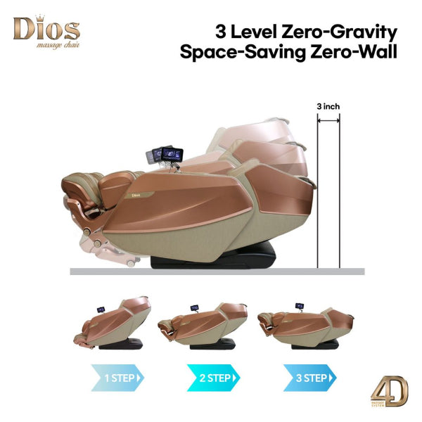 Kahuna Dios Flexa massage chair with 3-level zero gravity recline and space-saving design for enhanced comfort and efficiency.