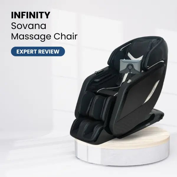 Infinity Sovana DualPro massage chair on a white background representing a product review.