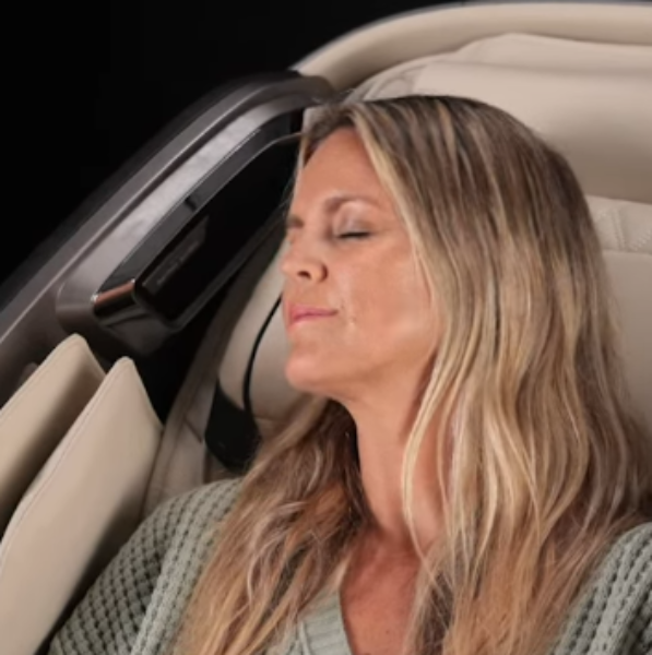 Close-up image highlighting the Intelligent Voice Command + Control feature on the Infinity Ultra Imperial Syner-D massage chair with hands-free smart operation technology.