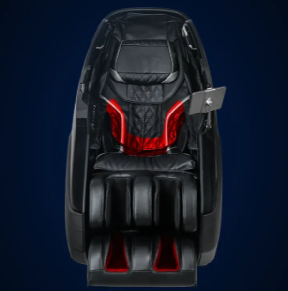 Close-up image of the Soothing Lumbar + Foot Heat feature on the Infinity Ultra Imperial Syner-D massage chair highlighting therapeutic heat therapy for the lower back and feet.