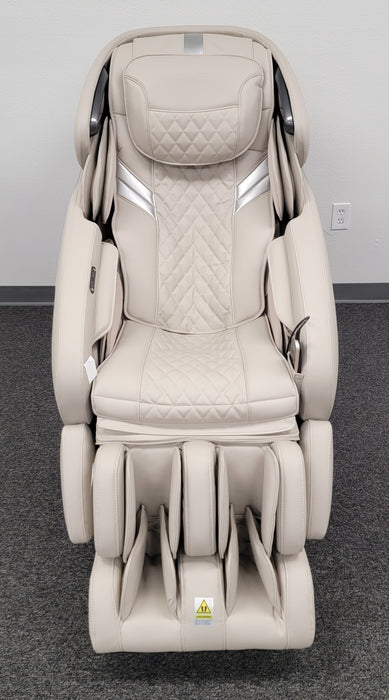 Front view of the Osaki Admiral II Open Box Floor Model massage chair in taupe, highlighting its modern design, plush seating, and ergonomic features that enhance comfort and relaxation.