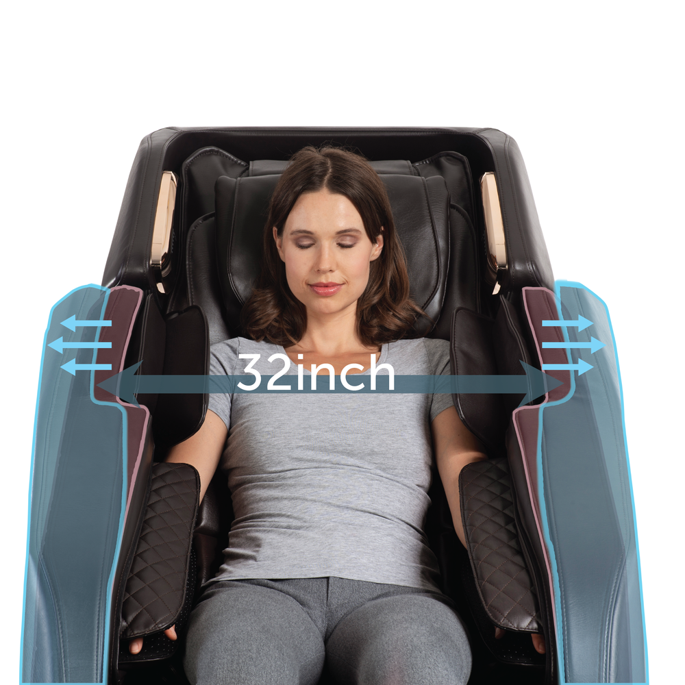 The Daiwa Pegasus 2 Smart massage chair offers adjustable shoulder width, providing a customizable fit to accommodate users of various body types for a more tailored and comfortable massage experience.