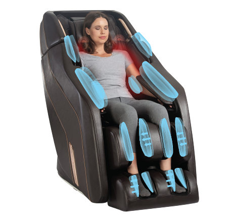 The Daiwa Pegasus 2 Smart massage chair features Therapeutic Heat Therapy around the lumbar region, offering soothing relief for lower back pain while helping to relax muscles and enhance the effectiveness of the massage.