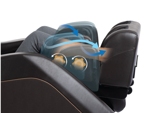 The Daiwa Pegasus 2 Smart massage chair features Shiatsu Wave Massage technology, combining rhythmic air compression and wave-like motions to deliver a deeply rejuvenating and soothing calf massage experience.