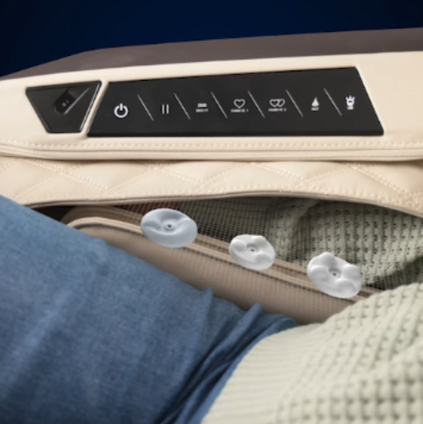 Close-up image of the Shiatsu Arm Rollers on the Infinity Ultra Imperial Syner-D massage chair highlighting advanced hand and arm massage technology.