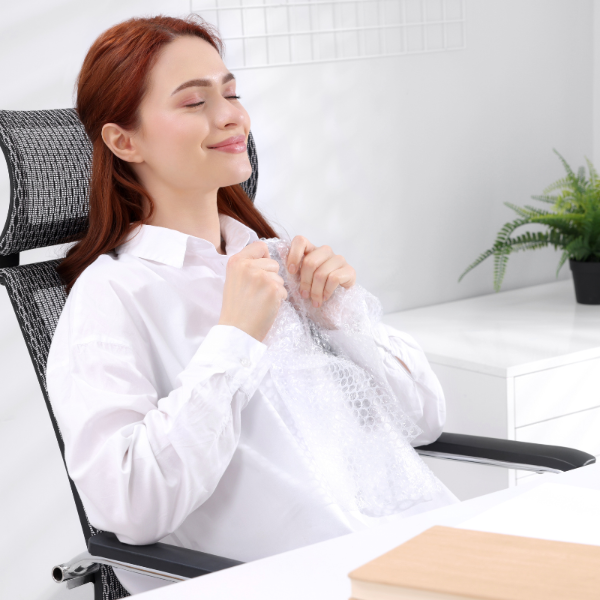 Person relaxing in a zero gravity massage chair enjoying stress relief and full-body relaxation at home.
