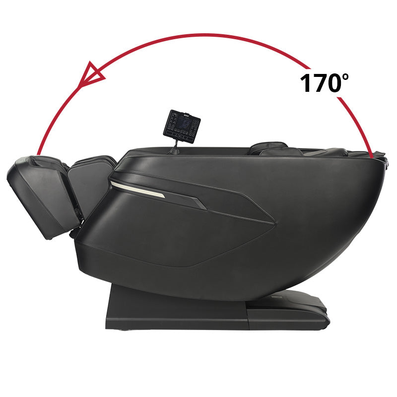 Kyota Zenyu M338 massage chair shown in a Zero Gravity reclined position with elevated legs and ergonomic support.