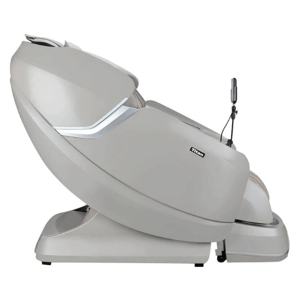 The Titan Pro Vigor 4D Massage Chair uses 4D rollers for deep tissue massage, an L-Track, and is available in elegant taupe. 