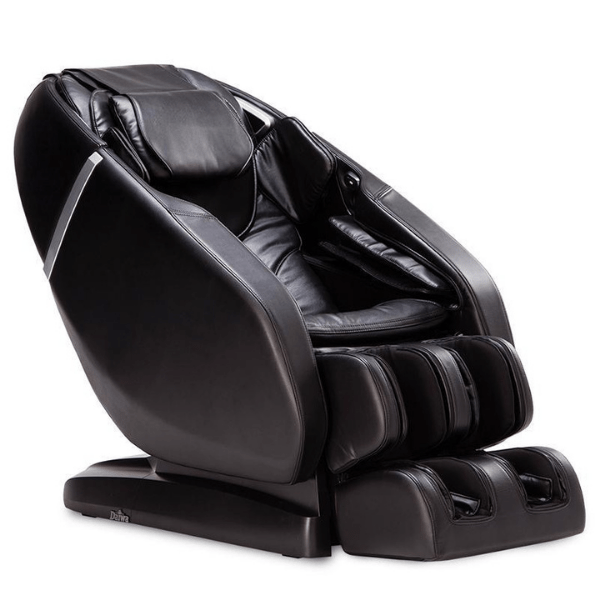 The Daiwa Majesty Massage Chair comes with therapeutic 2D rollers, air compression therapy, and is available in sleek black.