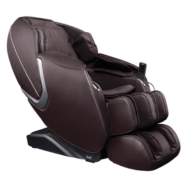 The Osaki OS-Aster Massage Chair has therapeutic 2D rollers, L-Track for neck to glutes coverage, and is available in brown.