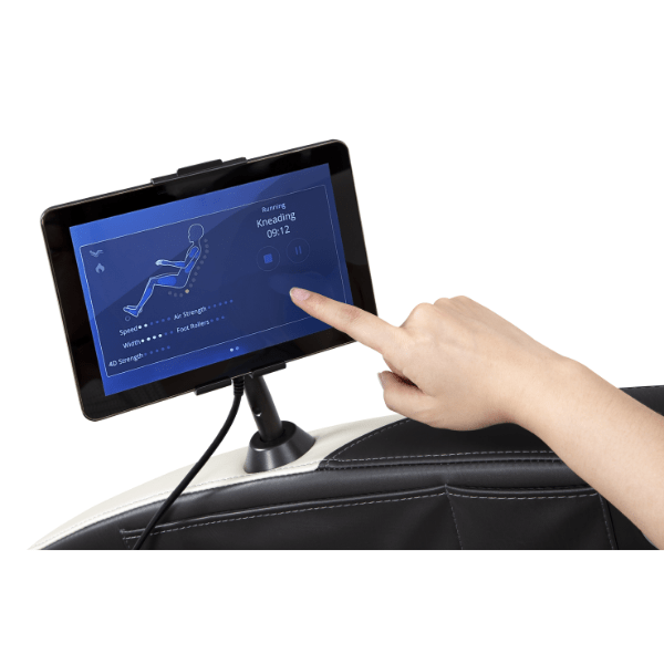 The Titan 4D Fleetwood 2.0 Massage Chair comes equipped with a user-friendly touchscreen tablet remote.