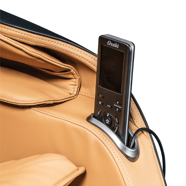 The Osaki OS-Aster Massage Chair comes with a convenient pocket for storing your remote when the chair isn’t in use.