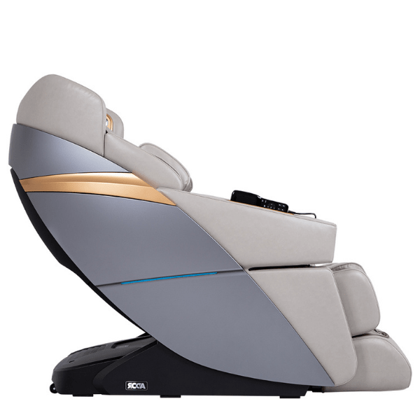 The Ador 3D Allure Massage Chair is available in elegant taupe and has full-body air compression and 3-stage zero gravity. 