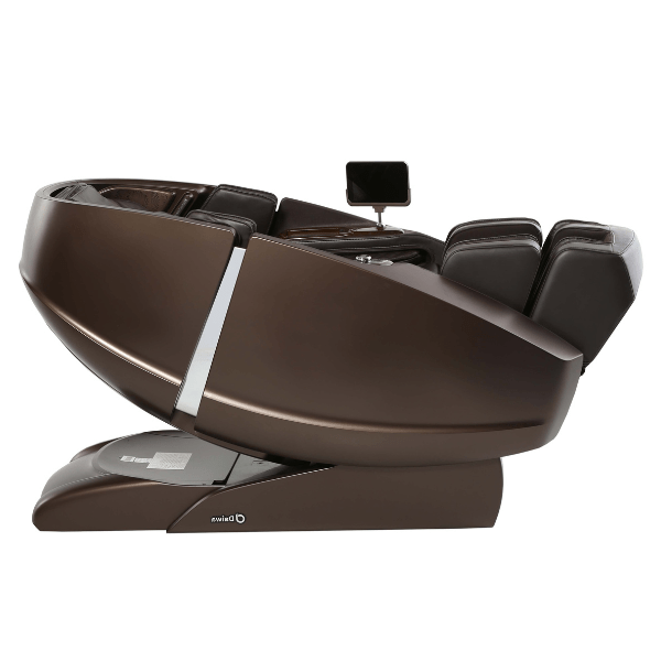 The chocolate brown Daiwa Supreme Hybrid Massage Chair comes equipped with spinal decompression and inversion therapy.