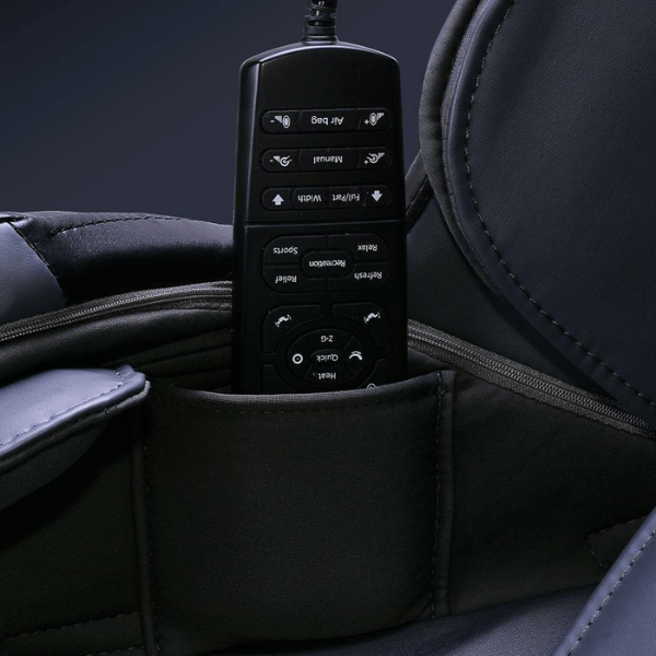 The Ergotec ET-150 Neptune Massage Chair comes with a convenient storage pocket to hold your remote when not in use.