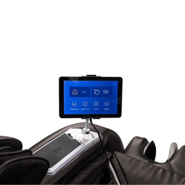 The Infinity Luminary massage chair comes with an advanced easy-to-use touchscreen tablet remote to make quick adjustments. 
