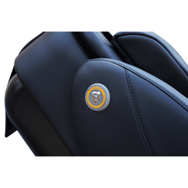 The Luraco iRobotics i9 Max Billionaire Edition Massage Chair has an emblem that certifies this chair was made in the U.S.A.  