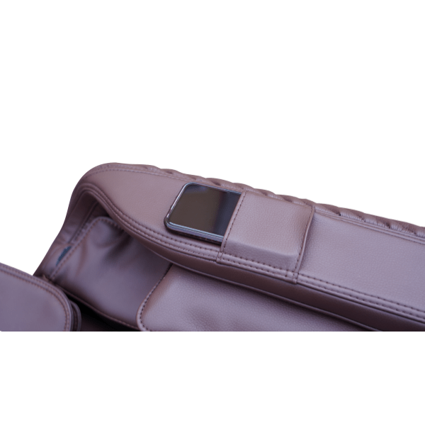 The Luraco iRobotics i9 Max Billionaire Edition Massage Chair includes a pocket on the armrest to store your mobile device. 