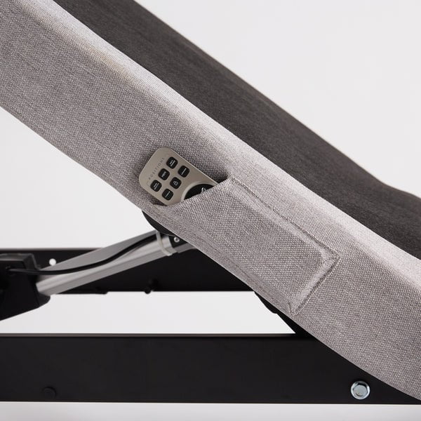 The Malouf M555 Adjustable Bed comes equipped with a convenient side pocket for storing your handheld wireless remote.