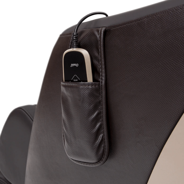 The Osaki OS Pro-3D Sigma Massage Chair comes with a convenient pocket for holding your remote when the chair isn’t in use.