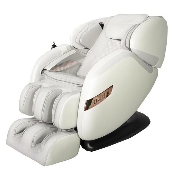 The Osaki OS-Champ Massage Chair has therapeutic 2D rollers with an L-Track for full-body massage and comes in cream & taupe. 