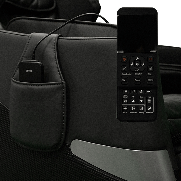 The Osaki OS-Pro Honor Massage Chair comes with a convenient pocket on the armrest to hold your remote when not in use.