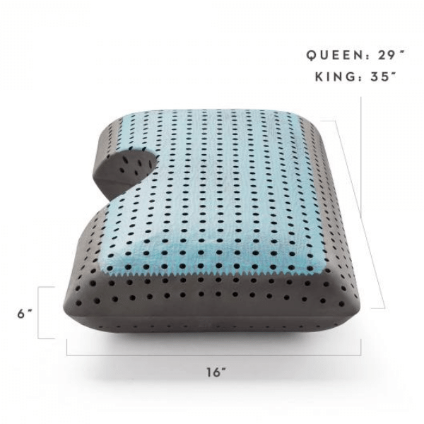 The Malouf Shoulder Carboncool pillow with the shoulder cutout and advanced cooling process comes in king and queen sizes.