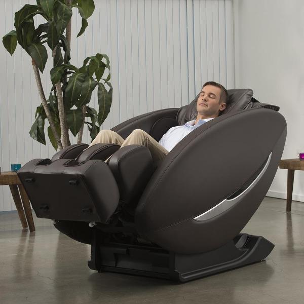 The Inner Balance Wellness Ji Massage Chair uses therapeutic 2D rollers, an L-Track, and air compression for full-body massage.