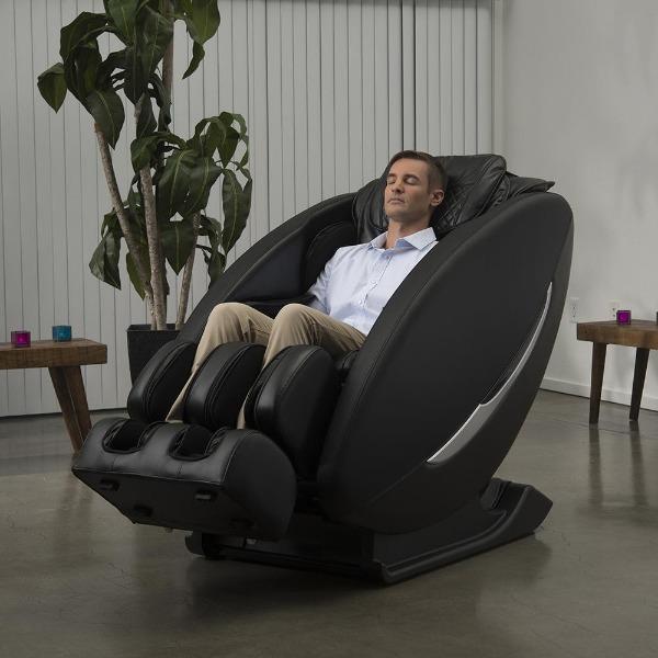 The Inner Balance Wellness Ji Massage Chair has therapeutic 2D rollers, an L-Track for neck to glutes coverage, and zero gravity.