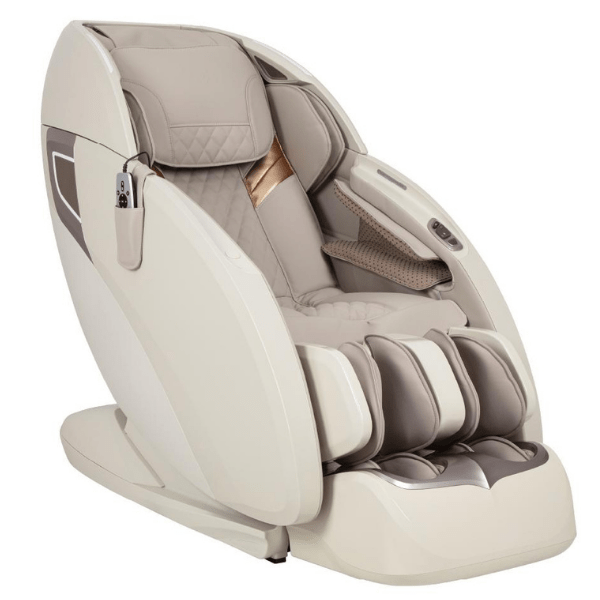The Osaki OS-Pro 3D Tecno Massage Chair uses 3D rollers for deep tissue massage, air compression, and is available in taupe.