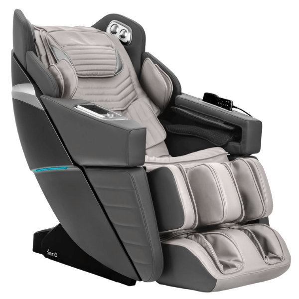 The Osaki Otamic Signature massage chair has 3D rollers for deep tissue massage, L-Track design, and comes in sleek taupe.