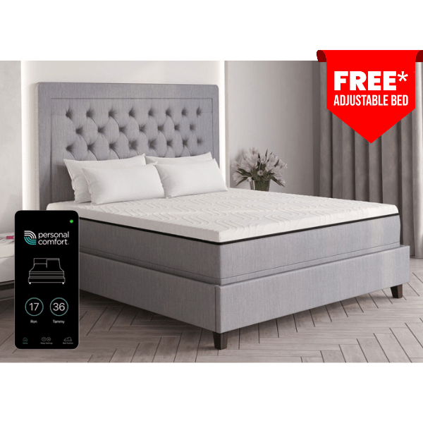 The Personal Comfort® R11 Mattress number bed allows you to adjust your level of comfort and has copper-infused memory foam. 