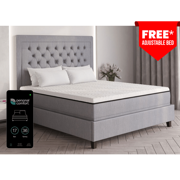 The Personal Comfort® R13 Mattress number bed allows you to adjust your level of comfort and has copper-infused memory foam. 